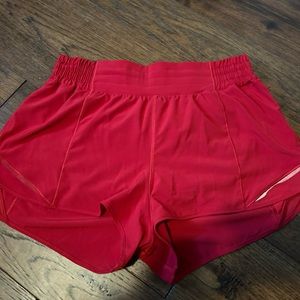 Red Lululemon Hotty Hot shorts size 8